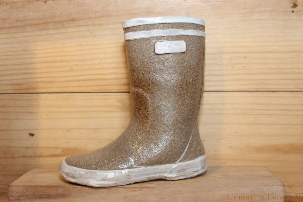 Botte en céramique beige et gris