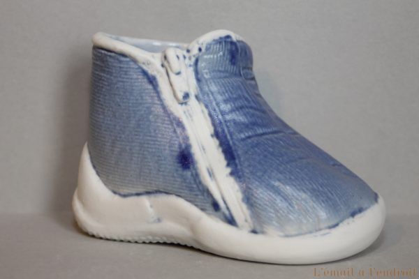Petit chausson bleu et blanc ref DBO003